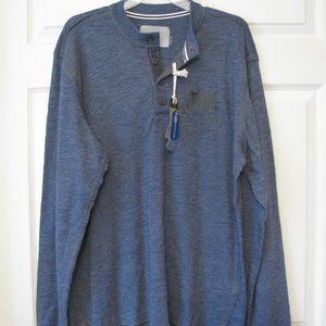Michigan Wolverines Mens Henley Shirt Large Navy Blue Heathered SALE